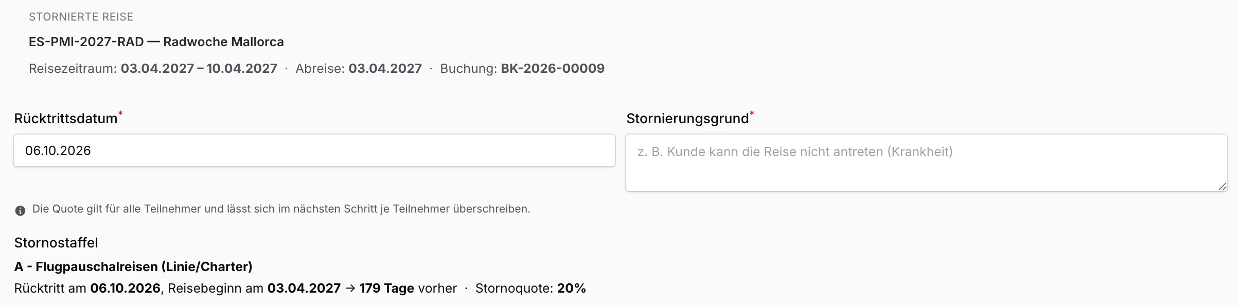 Umbuchen und Storno im TourOps-Backoffice