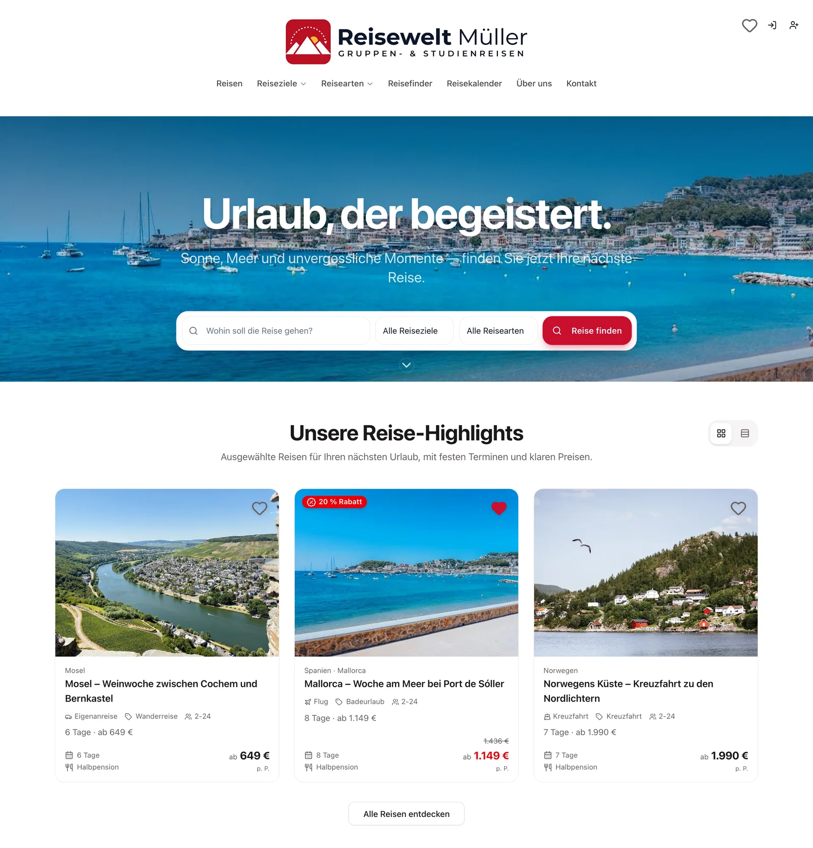 Startseite im Design Voyage