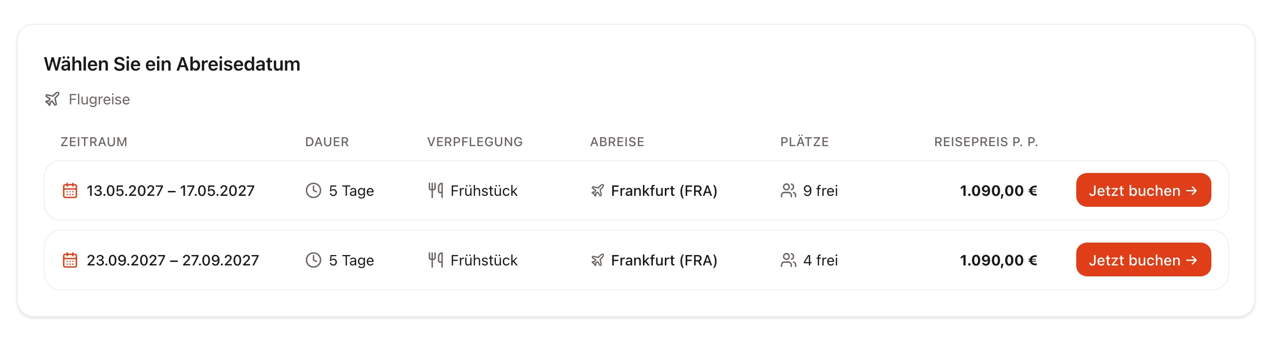 Vereinsreisen: Termine & Preise einer Beispielreise